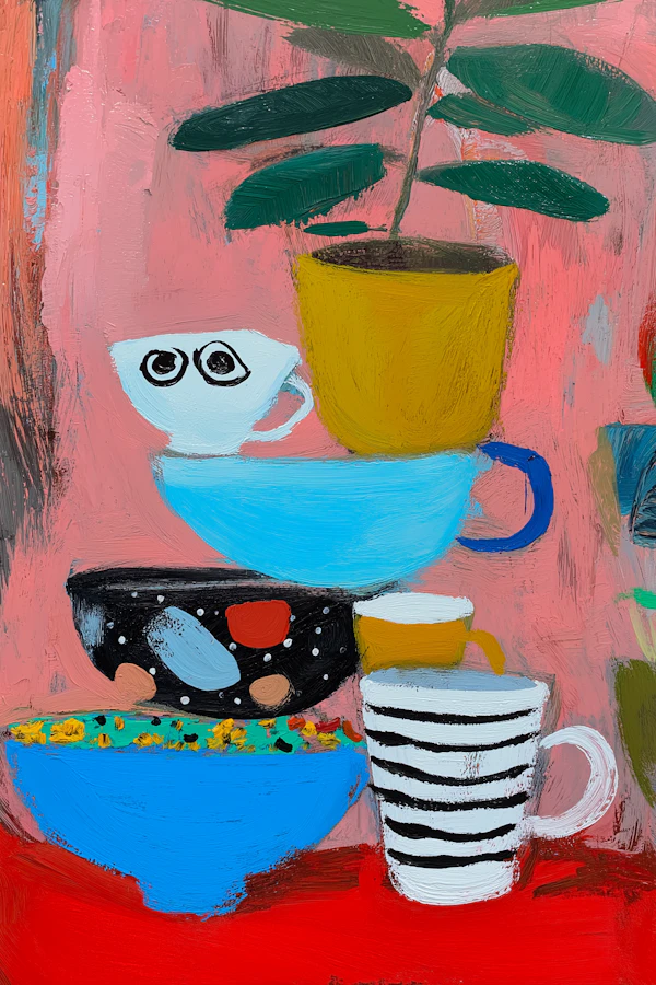 Colorful Cups and Bowls