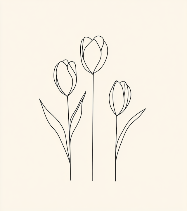 Stylized Tulip Line Art