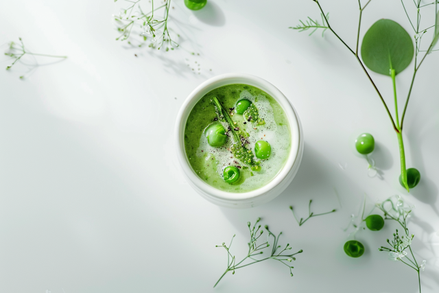 Fresh Green Pea Soup Aerial View