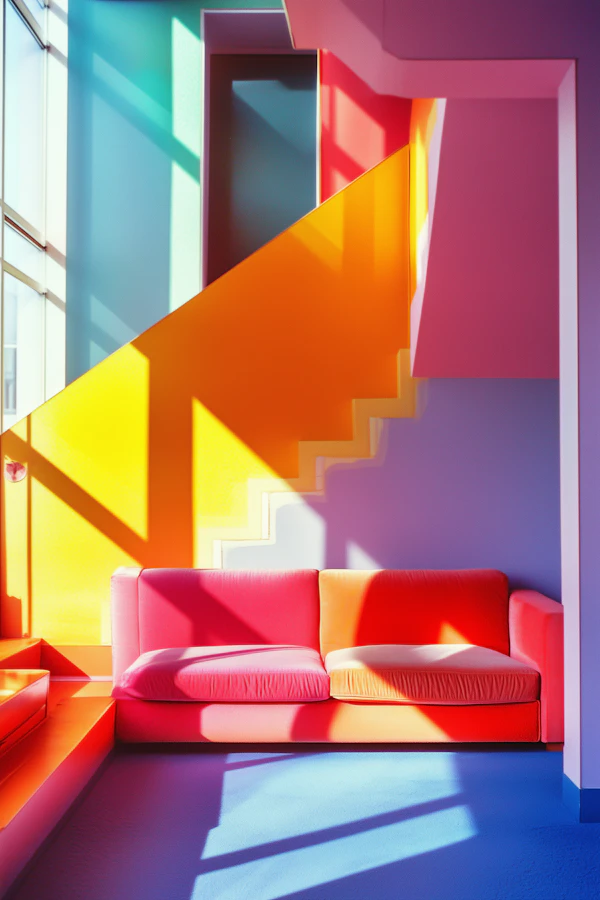 Vibrant Interior with Bold Staircase