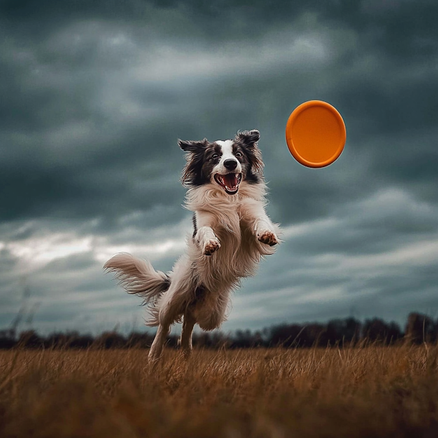 Dog Leaping for Frisbee