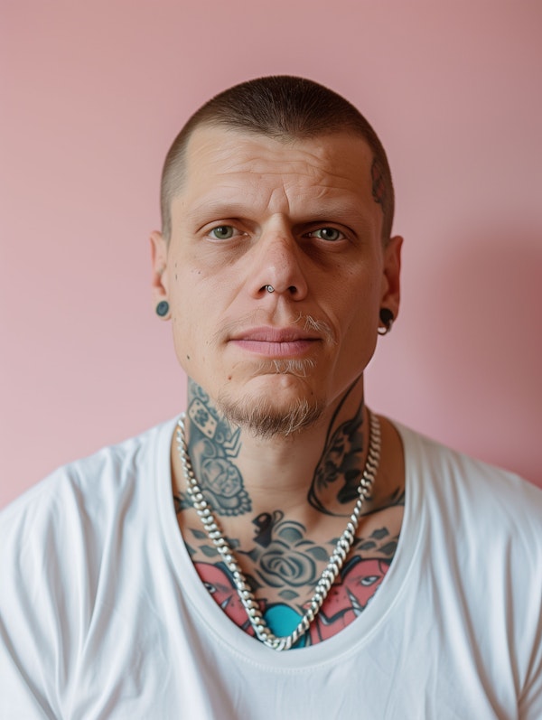 Portrait of Tattooed Caucasian Male