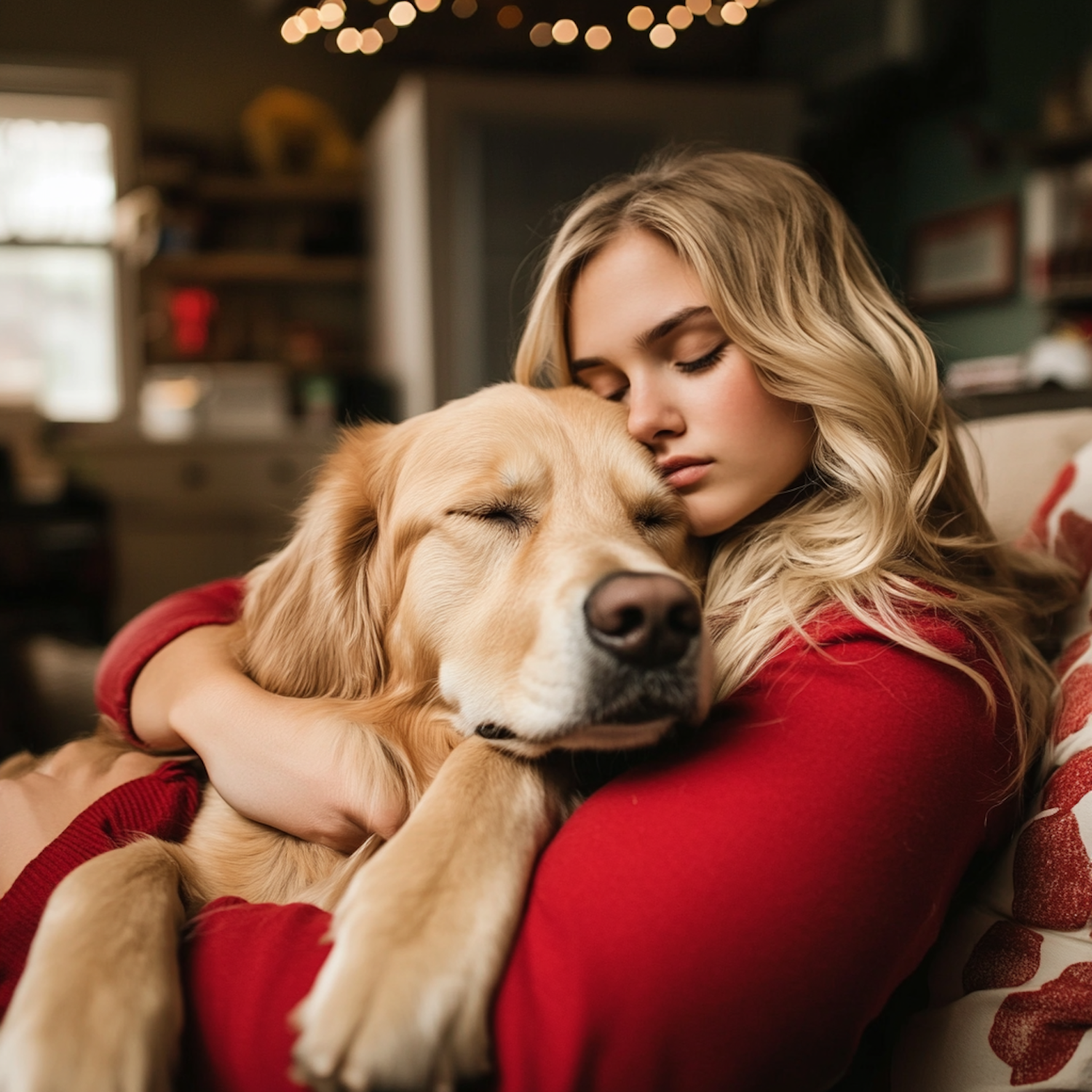 Serene Moment with Golden Retriever