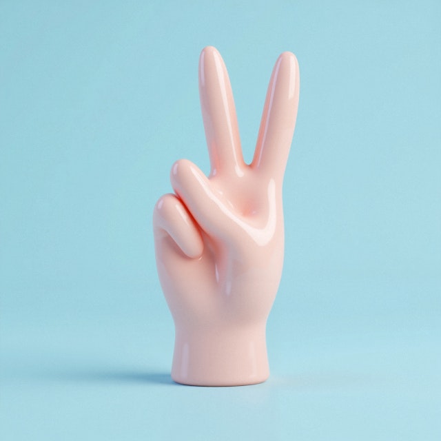 Peace Sign Hand Sculpture