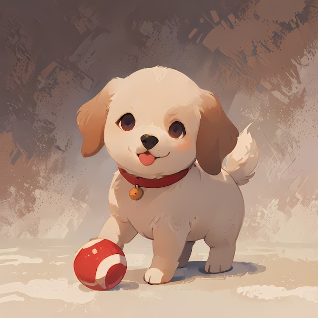 Playful Puppy with Ball