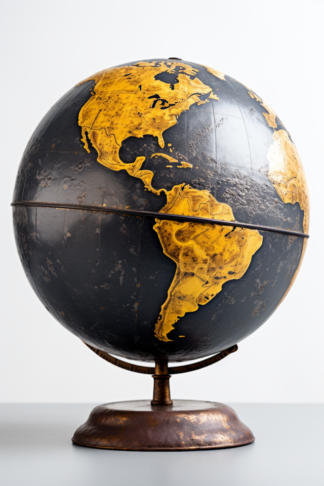 Vintage Golden-Accented Globe with Dark Backdrop