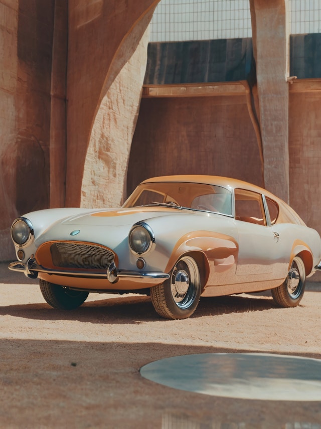 Vintage Car in Architectural Setting