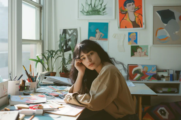 Contemplative Artist at Work