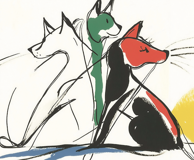 Abstract Trio of Dogs Illustration