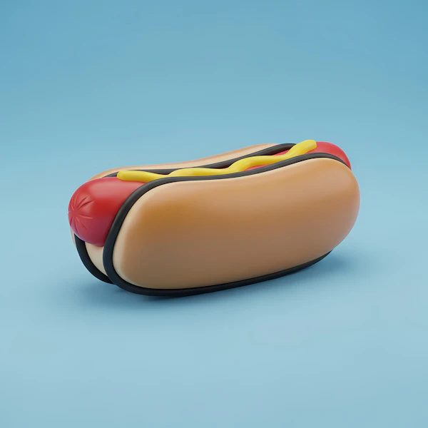3D Hot Dog Illustration