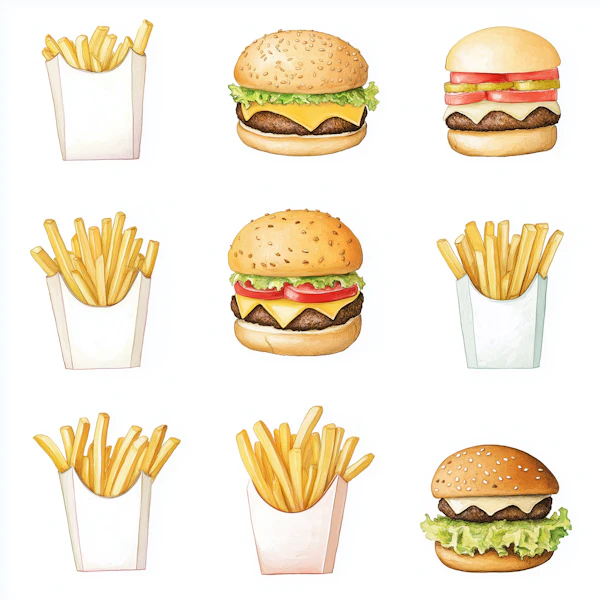 Burgers and Fries Grid