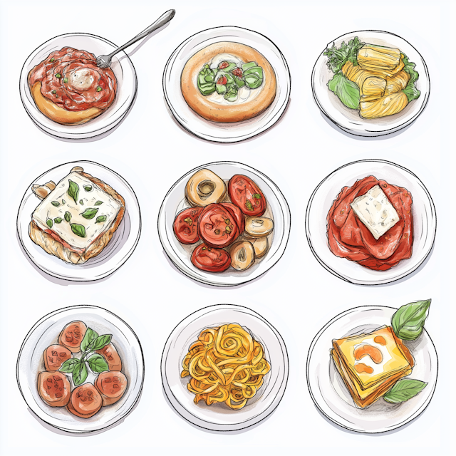 Italian Dish Illustrations