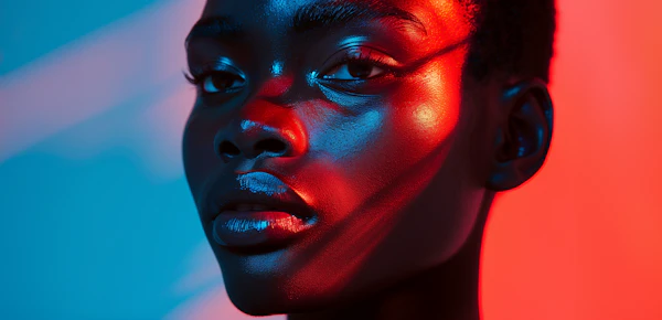 Split-Color Illuminated Portrait