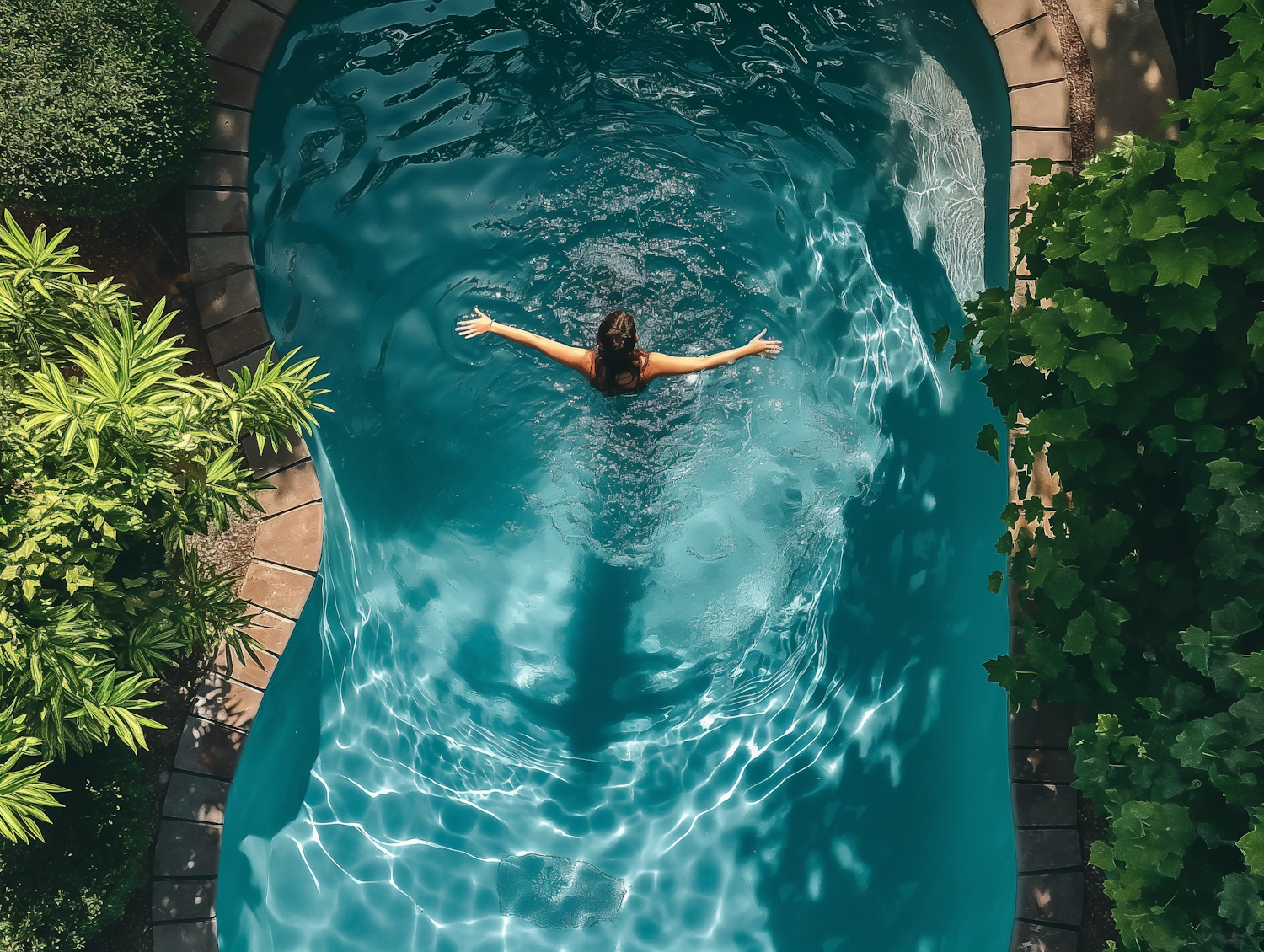 Woman Embracing Tranquility in Pool