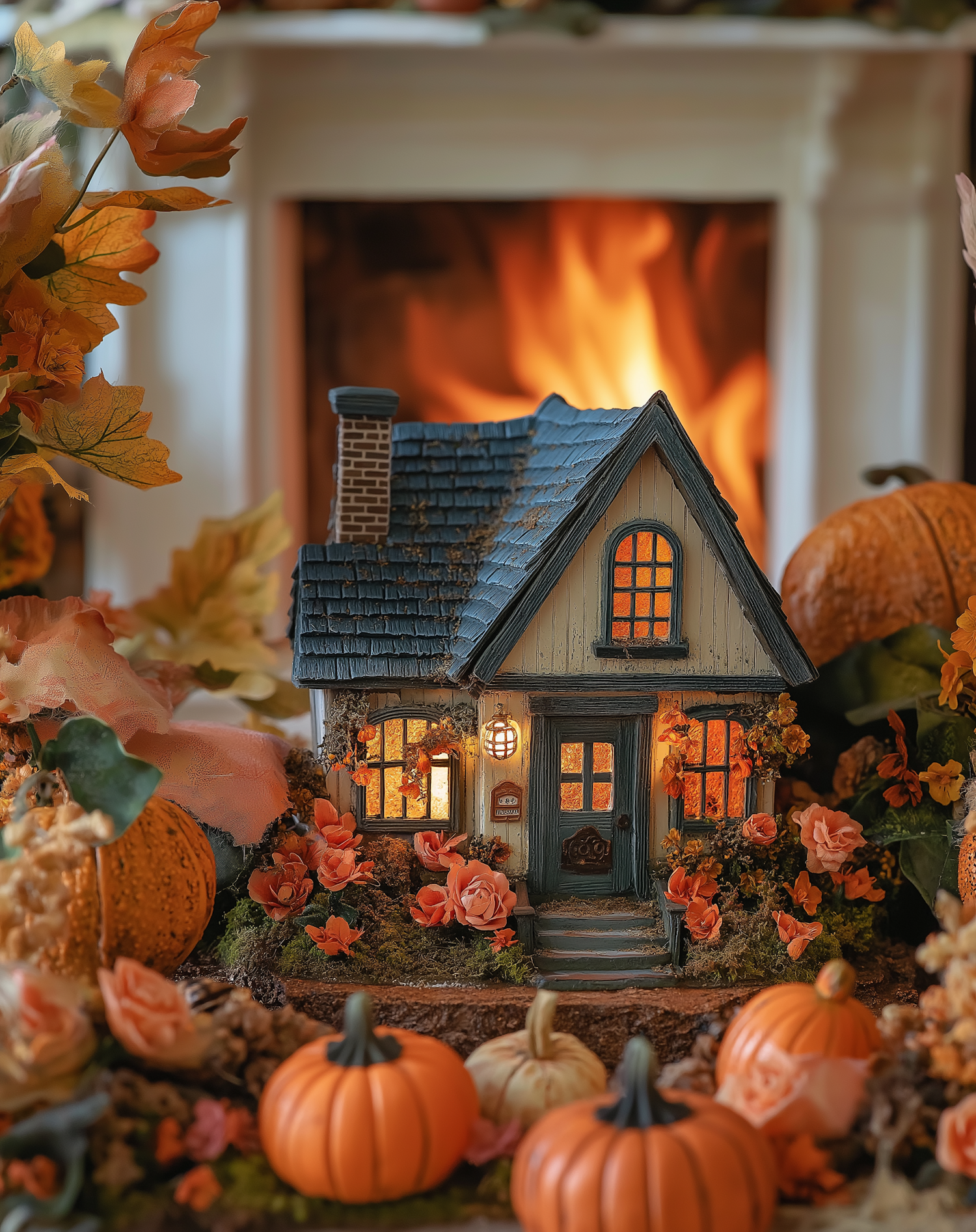 Cozy Miniature House by the Fireplace