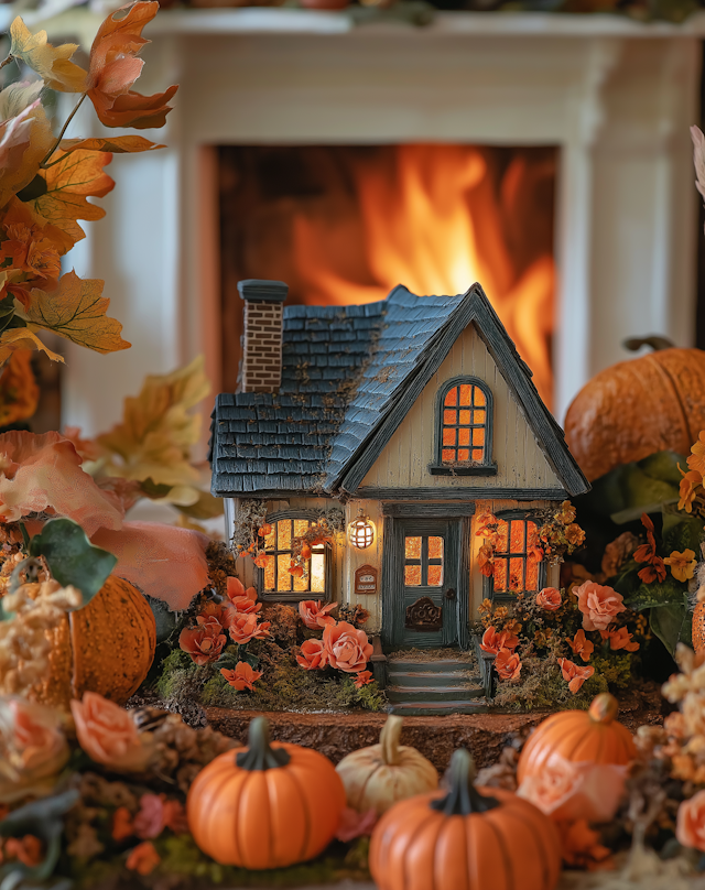 Cozy Miniature House by the Fireplace