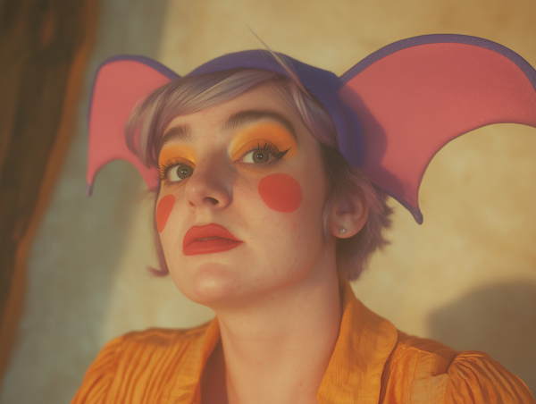 Whimsical Portrait with Bat Ears