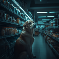 Golden Retriever in Aisle