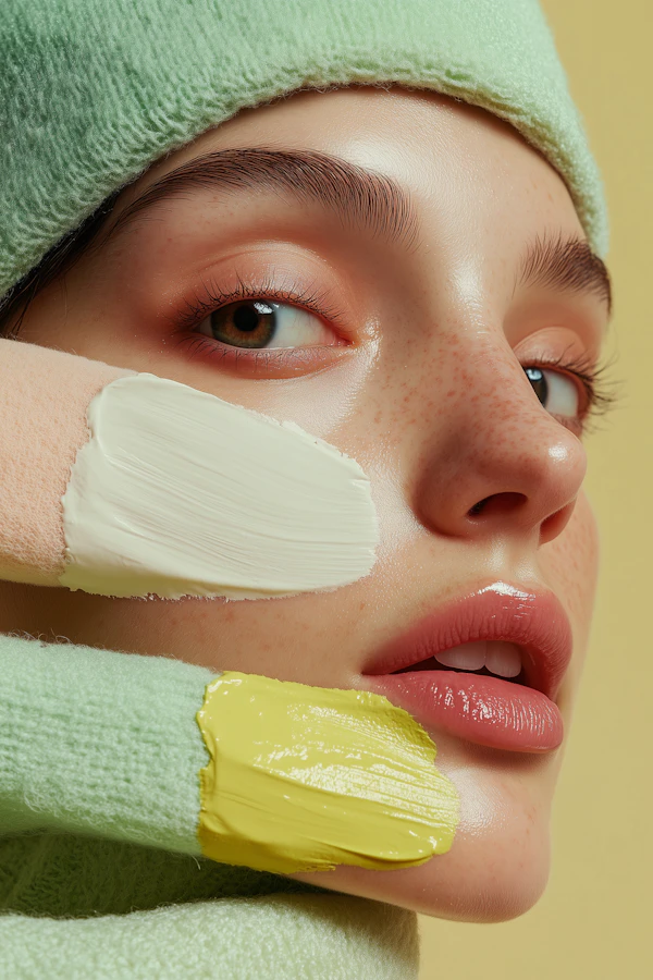 Close-up Portrait with Paint Swatches