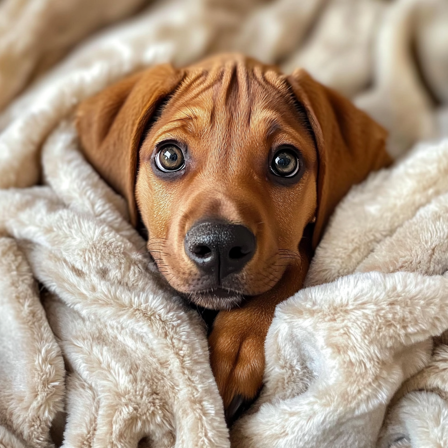 Adorable Puppy in Blanket