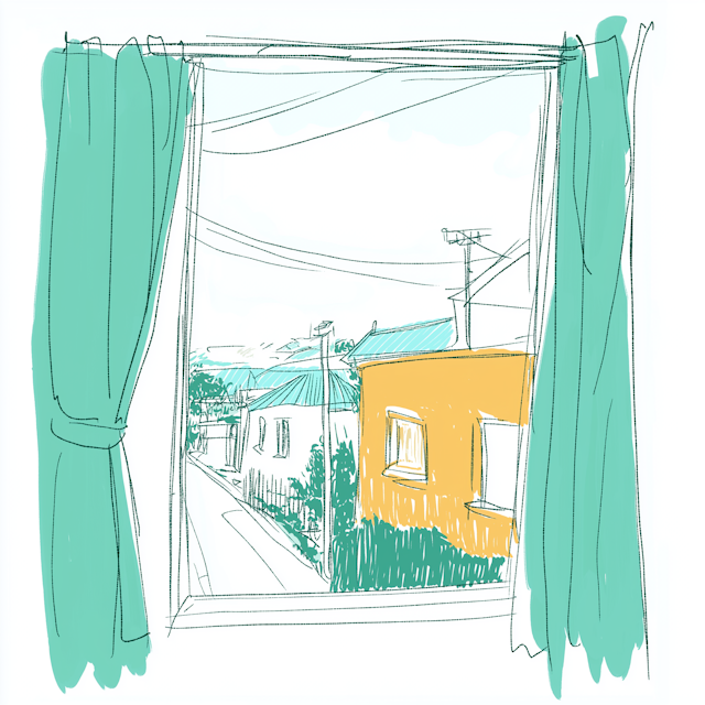 Quaint Street View Through Window