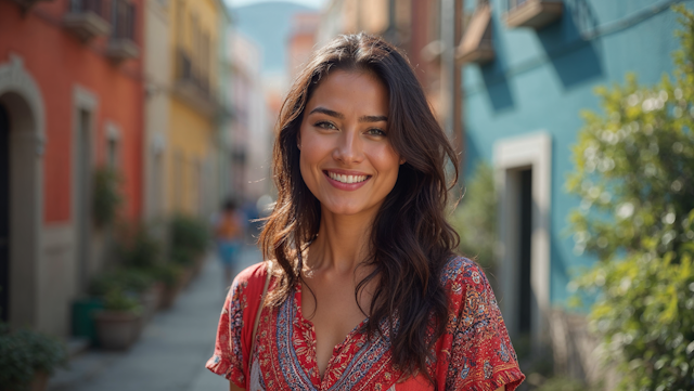 Woman in Sunlit Street