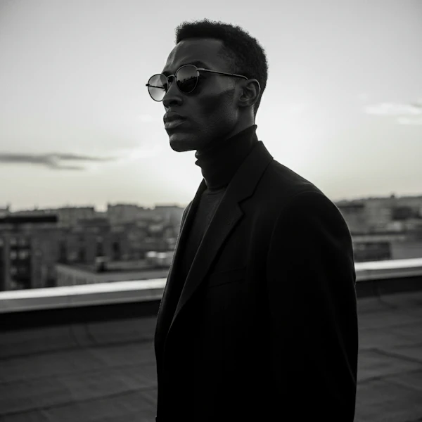 black man with sunglasses on a rooftop