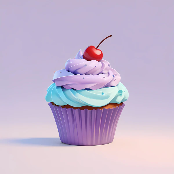 Pastel Cupcake with Cherry