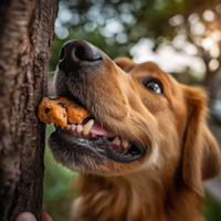 Golden Retriever with Cookie
