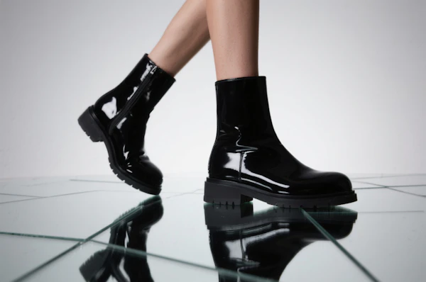 Shiny Black Ankle Boots