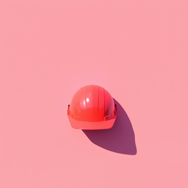 Minimalist Red Construction Helmet on Pink