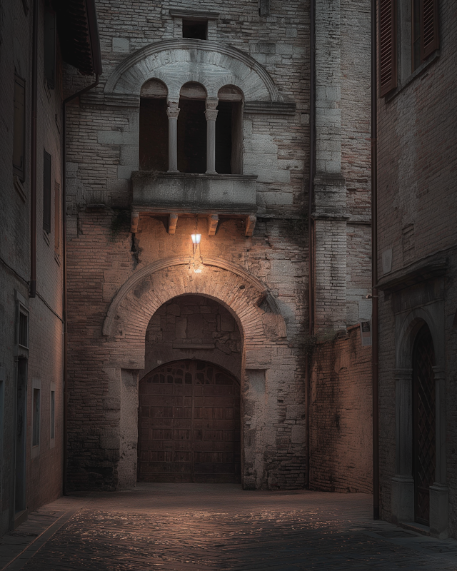 Medieval Alleyway Night Scene