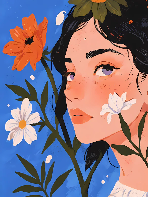 Mystical Woman with Flowers