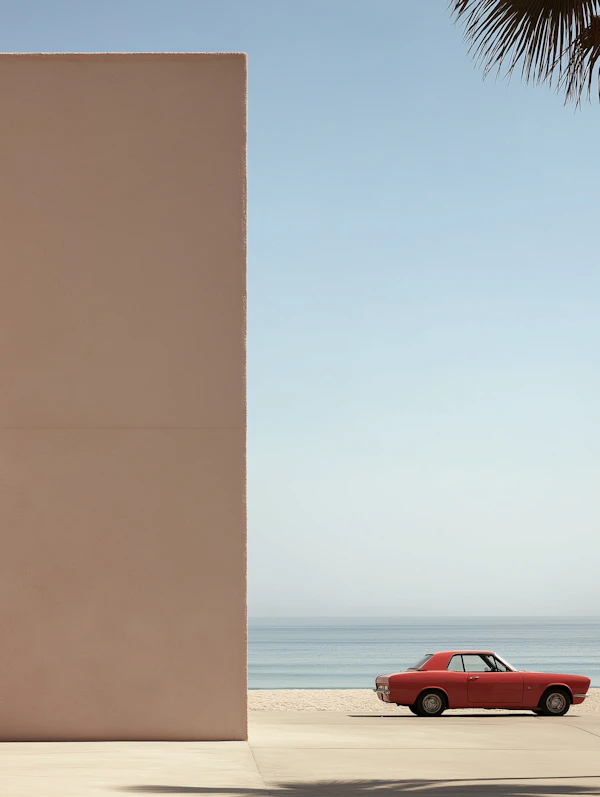 Vintage Car by the Beach