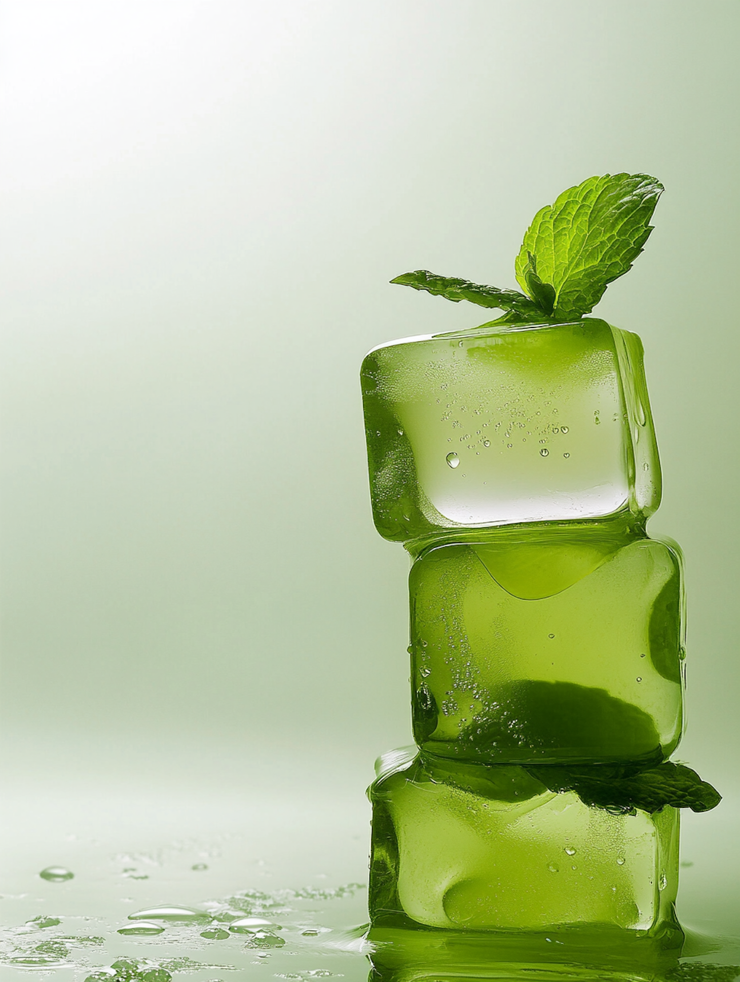 Green Ice Cubes with Mint