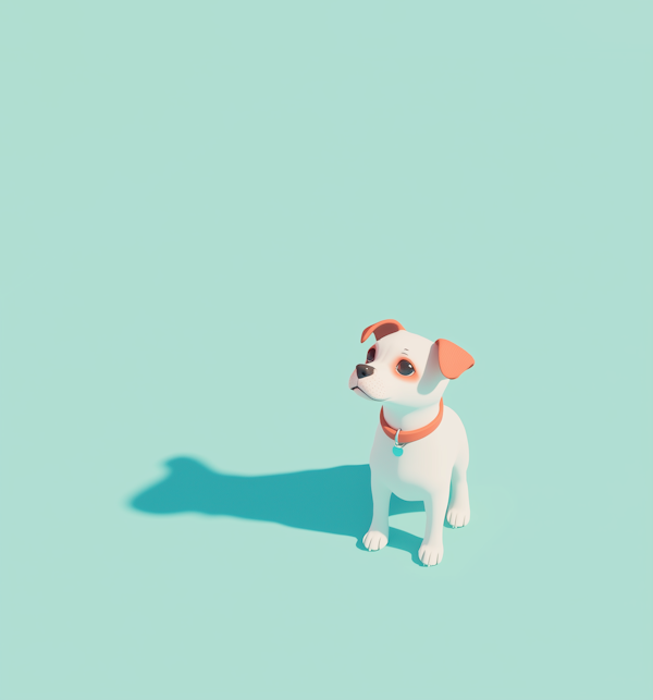 Stylized 3D Illustration of a Small Dog