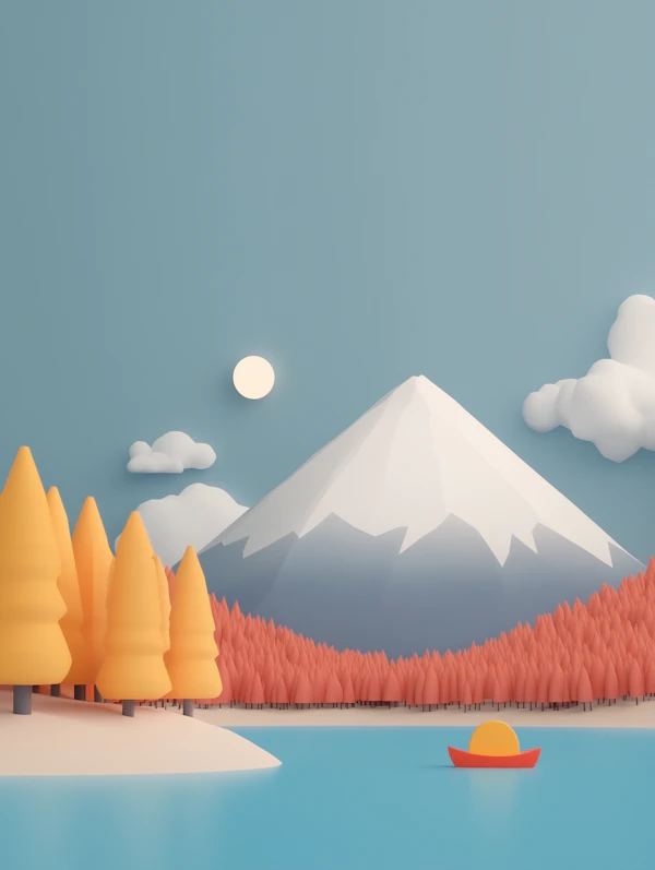 Serene Mountain Landscape with Autumn Trees
