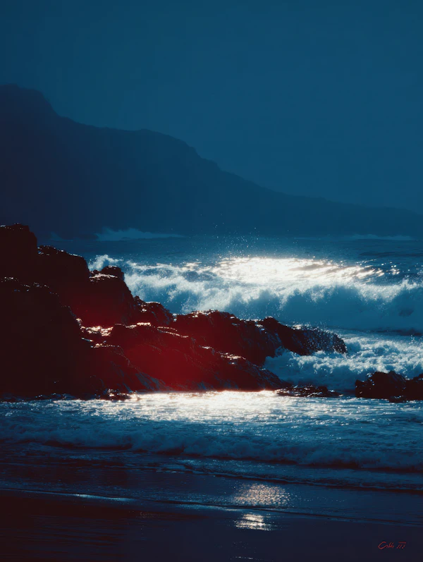 Moonlit Coastal Scene