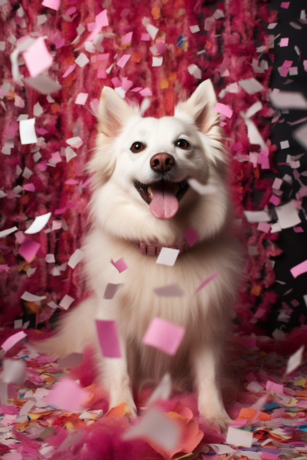 Celebratory Bliss Pooch Amidst Confetti