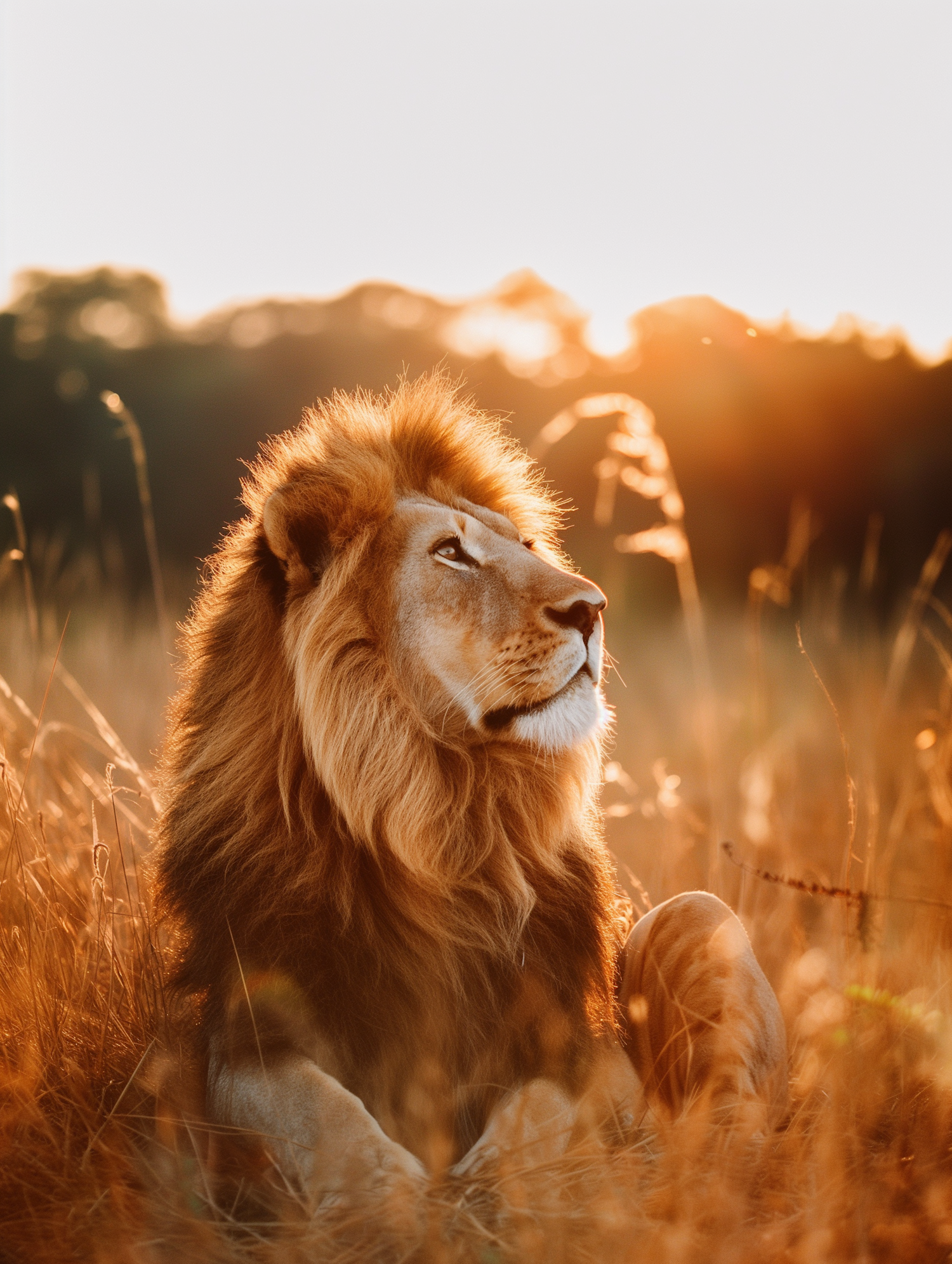 Majestic Lion in Sunset