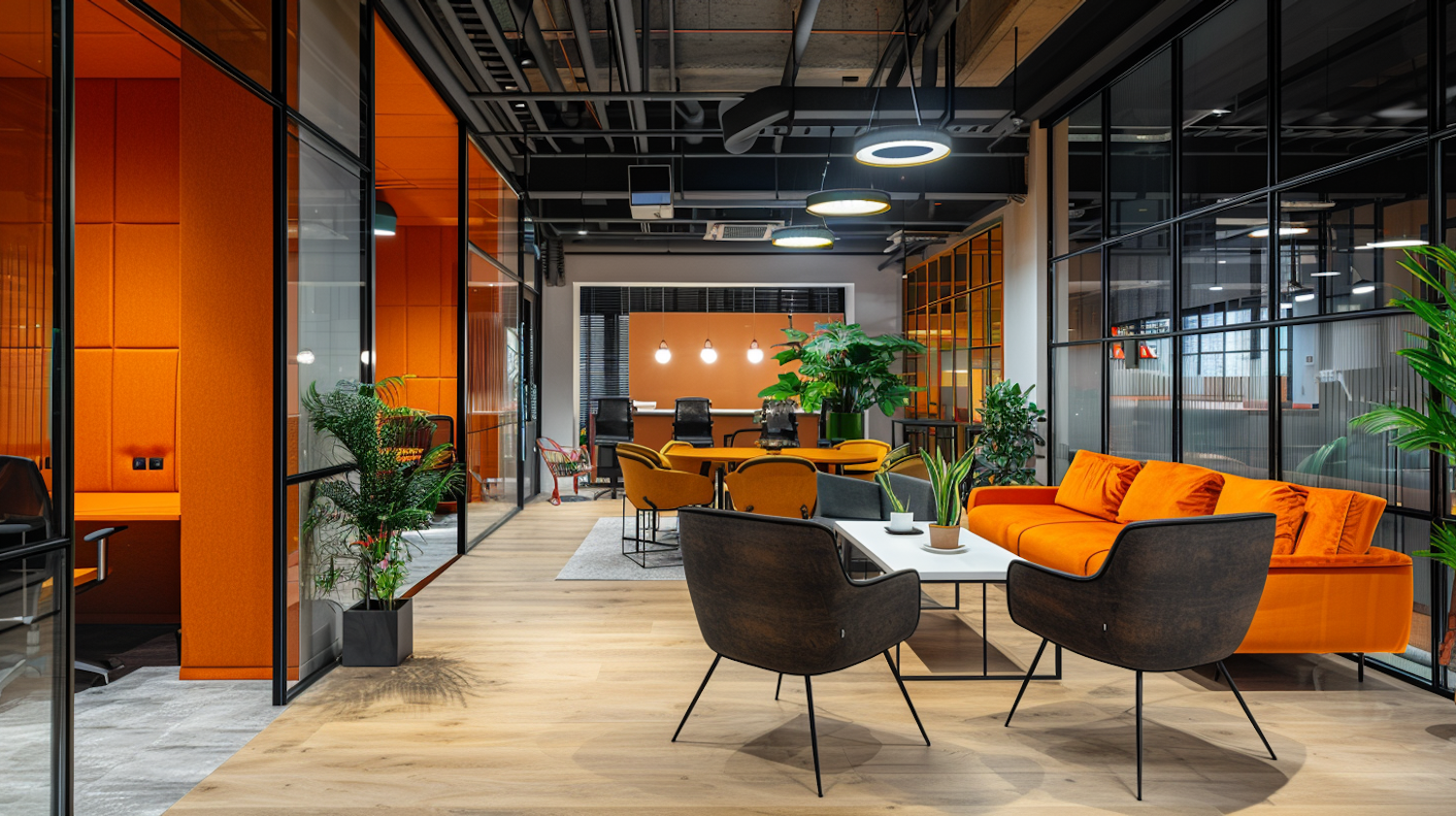 Modern Office Interior with Vibrant Accents