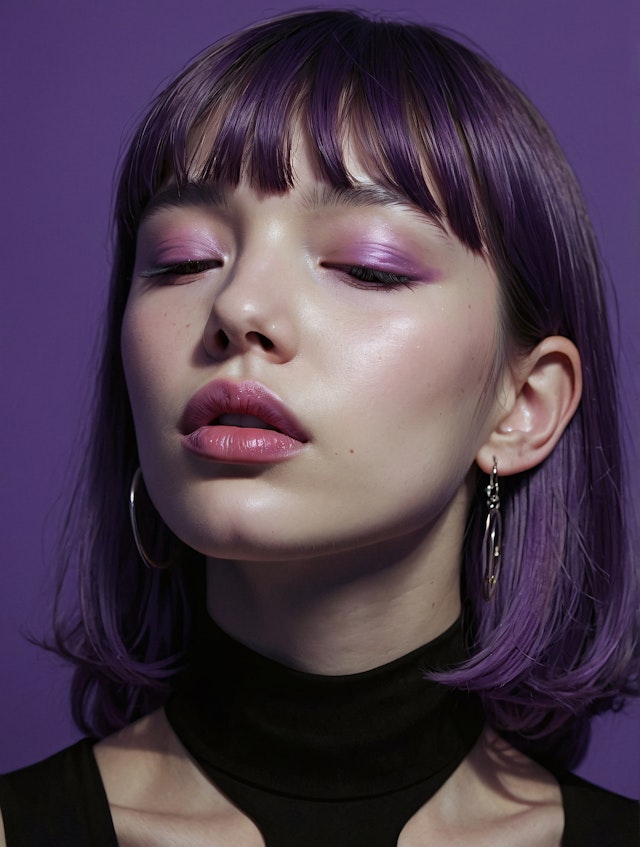 Purple Hair and Makeup Portrait