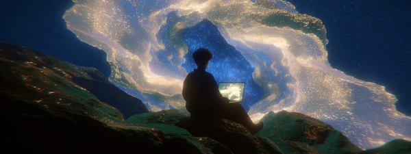 Cosmic Laptop Silhouette