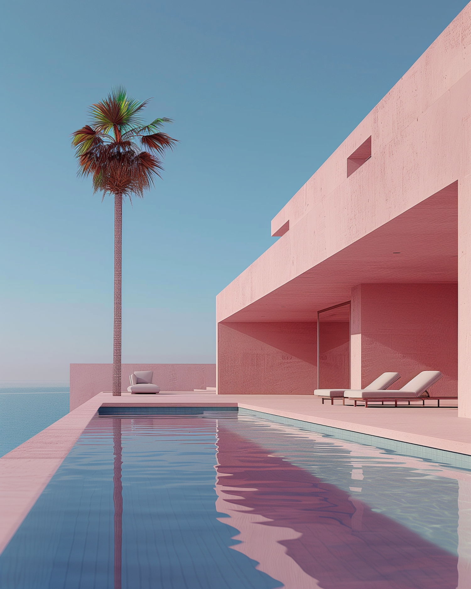 Serene Infinity Pool and Pink Structure