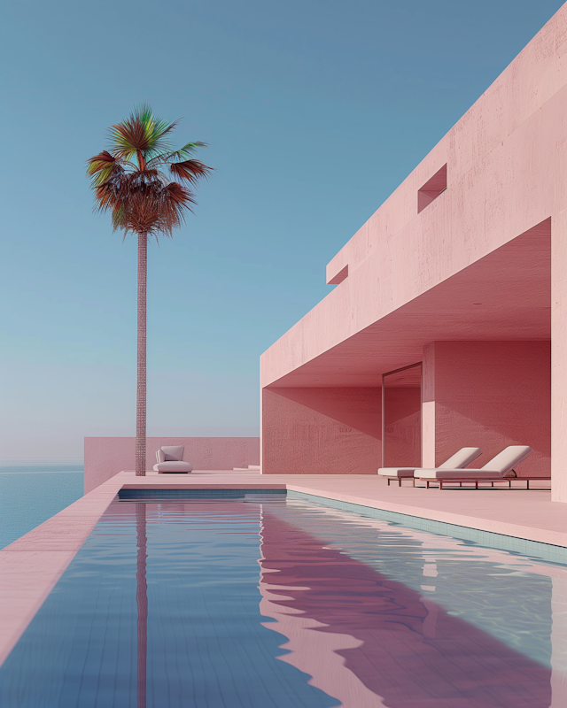 Serene Infinity Pool and Pink Structure