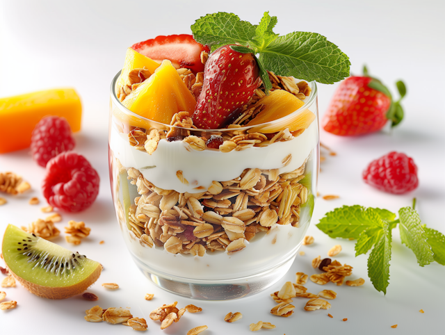 Fresh Fruit Parfait with Yogurt and Granola