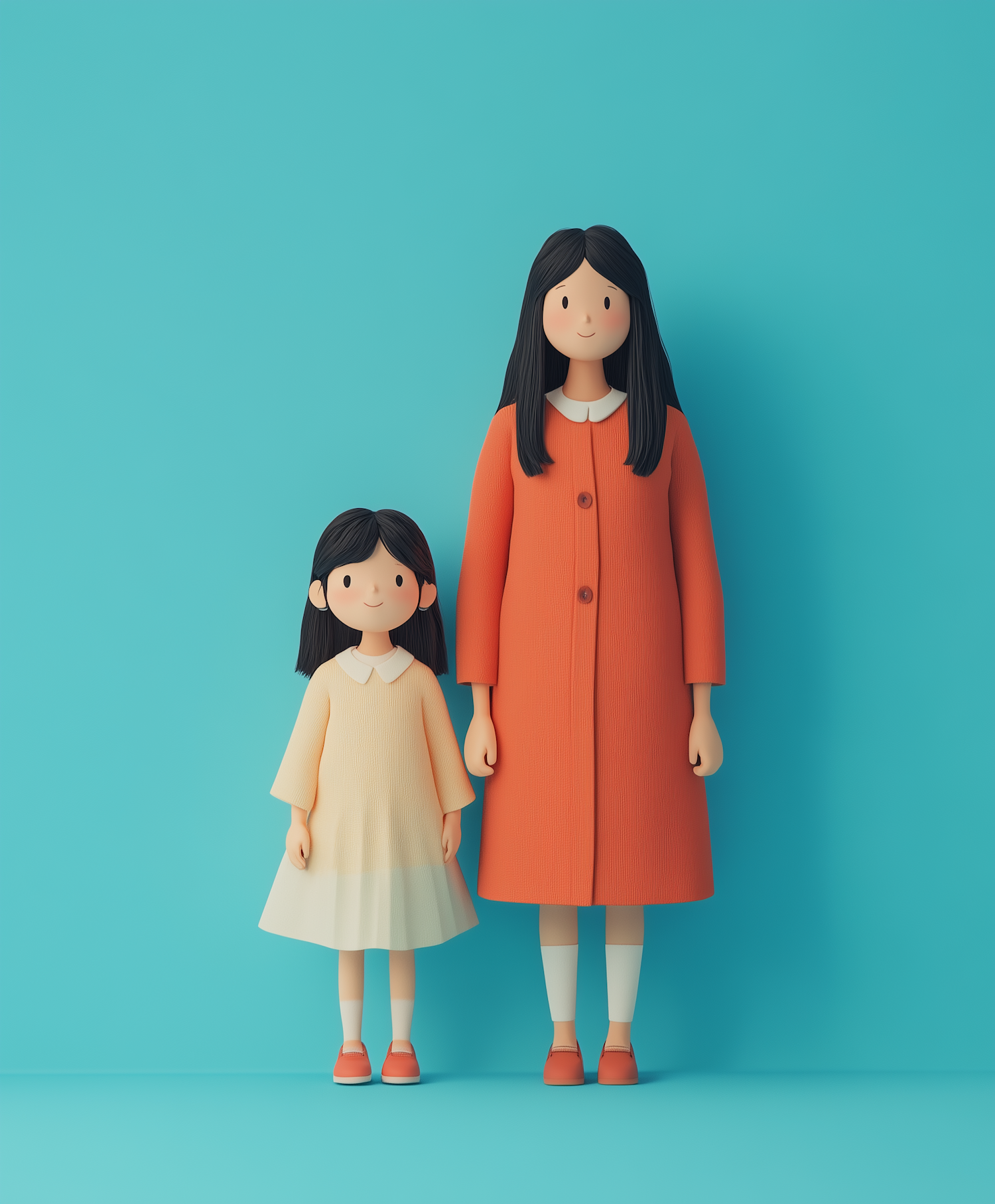 Stylized Mother and Daughter Illustration