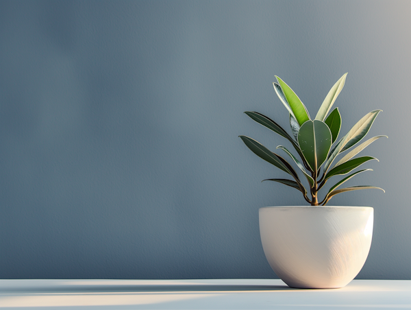 Potted Plant on Gray Background