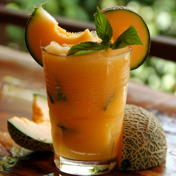 Cantaloupe Melon Beverage with Mint Garnish