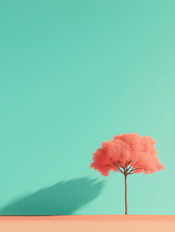 Vibrant Tree Against Teal Backdrop